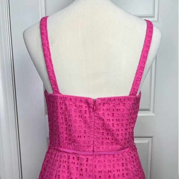 Crown and Ivy 10 Women's Pink Eyelet Removable Straps Fully Lined Cotton Dress - Picture 4 of 11